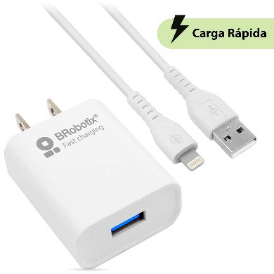 COMBO CARGA RÁPIDA: CARGADOR USB V3.0 + CABLE LIGHTNING. BLANCO (6001349) - Brobotix COMBO CARGA RÁPIDA: CARGADOR USB V3.0 + CABLE LIGHTNING. BLANCO (6001349) - Brobotix
